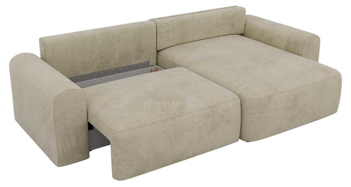 ROHOVÁ SEDAČKA NEKSON L - Béžová Samet - čierna/béžová, textil/plast (274/152cm) - MKS