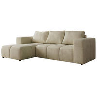 ROHOVÁ SEDAČKA MONIVA L - Béžová Samet - Levá Strana - černá/béžová, textil/plast (164/266cm) - MKS