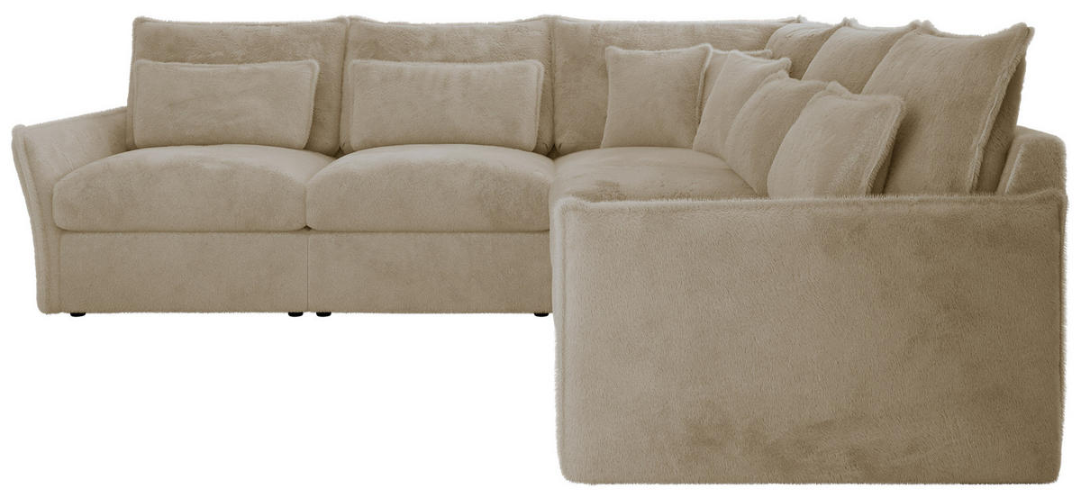ECKSOFA VERSO L Creme Plüsch - Creme/Schwarz, Kunststoff/Textil (270/270cm) - MKS