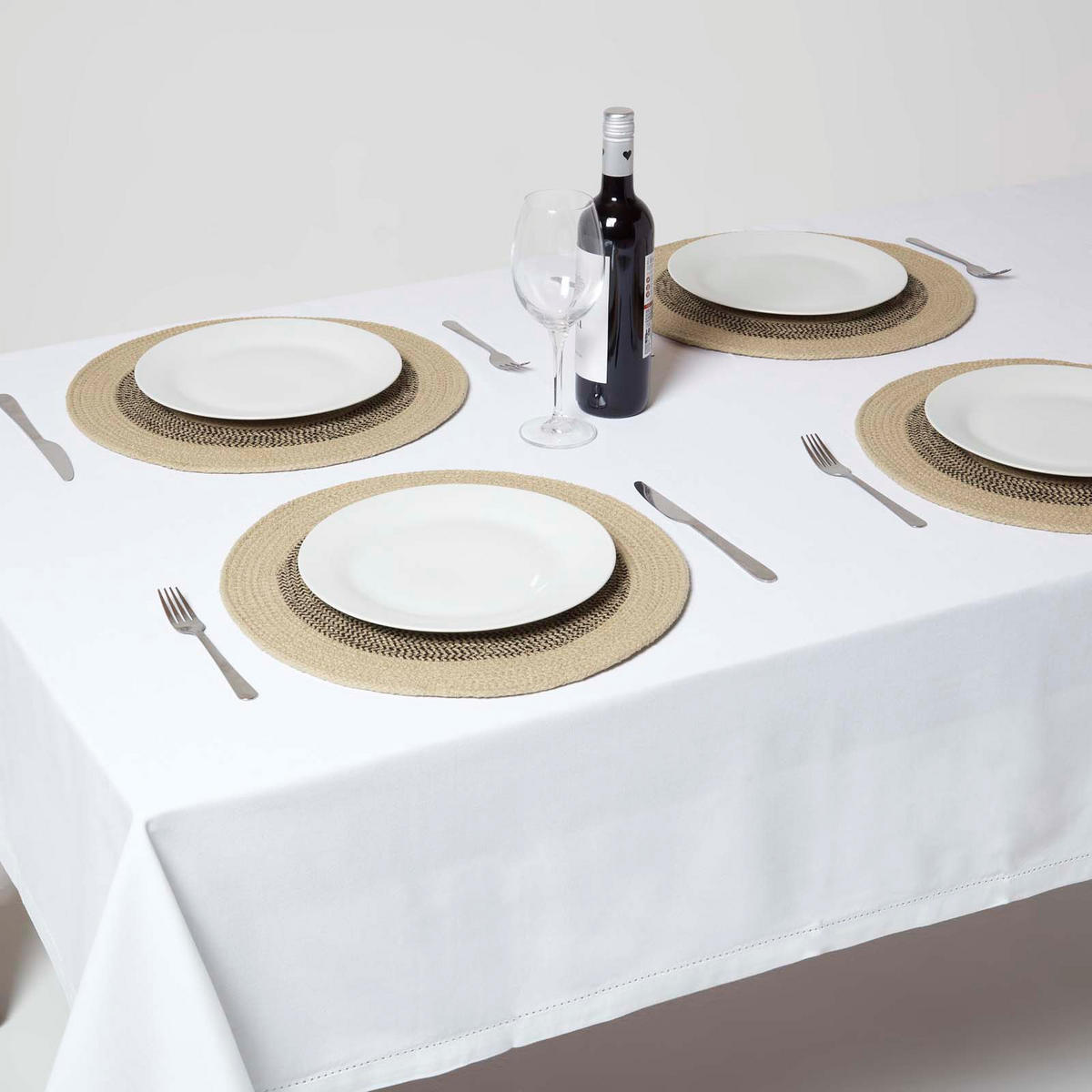TISCHSET rund im 4er-Set 40 cm, schwarz-natur aus Baumwolle - Schwarz/Braun, Textil (40/40cm) - Homescapes