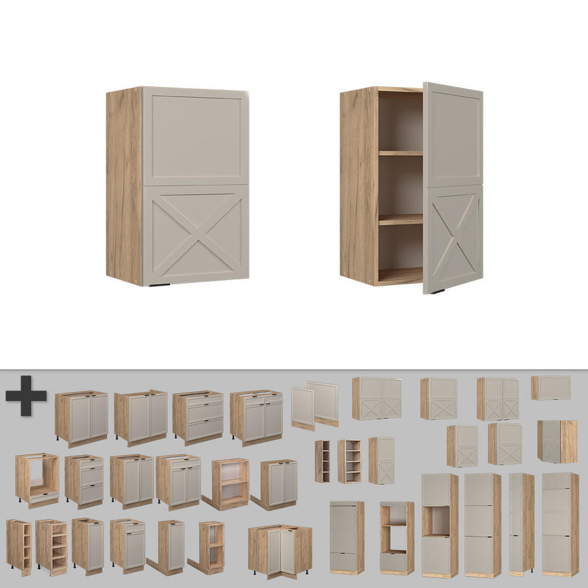 HÄNGESCHRANK Fame-Line GrauBeige 45 cm - Honigeiche/Eiche Wotan, Holzwerkstoff (45/72/34.1cm) - Vicco
