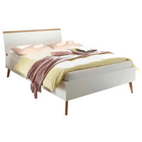 BETT weiß, Eiche Riviera, Einzelbett skandinavisch, Liegefläche 140 x 200 cm - Eichefarben/Weiß, Holzwerkstoff (140/200cm) - Furn.Design