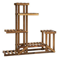 PFLANZENREGAL Holz 6-stufig Pflanzenständer 98 cm verkohlt - Braun, Holz (95/96.5/28cm) - Kaket