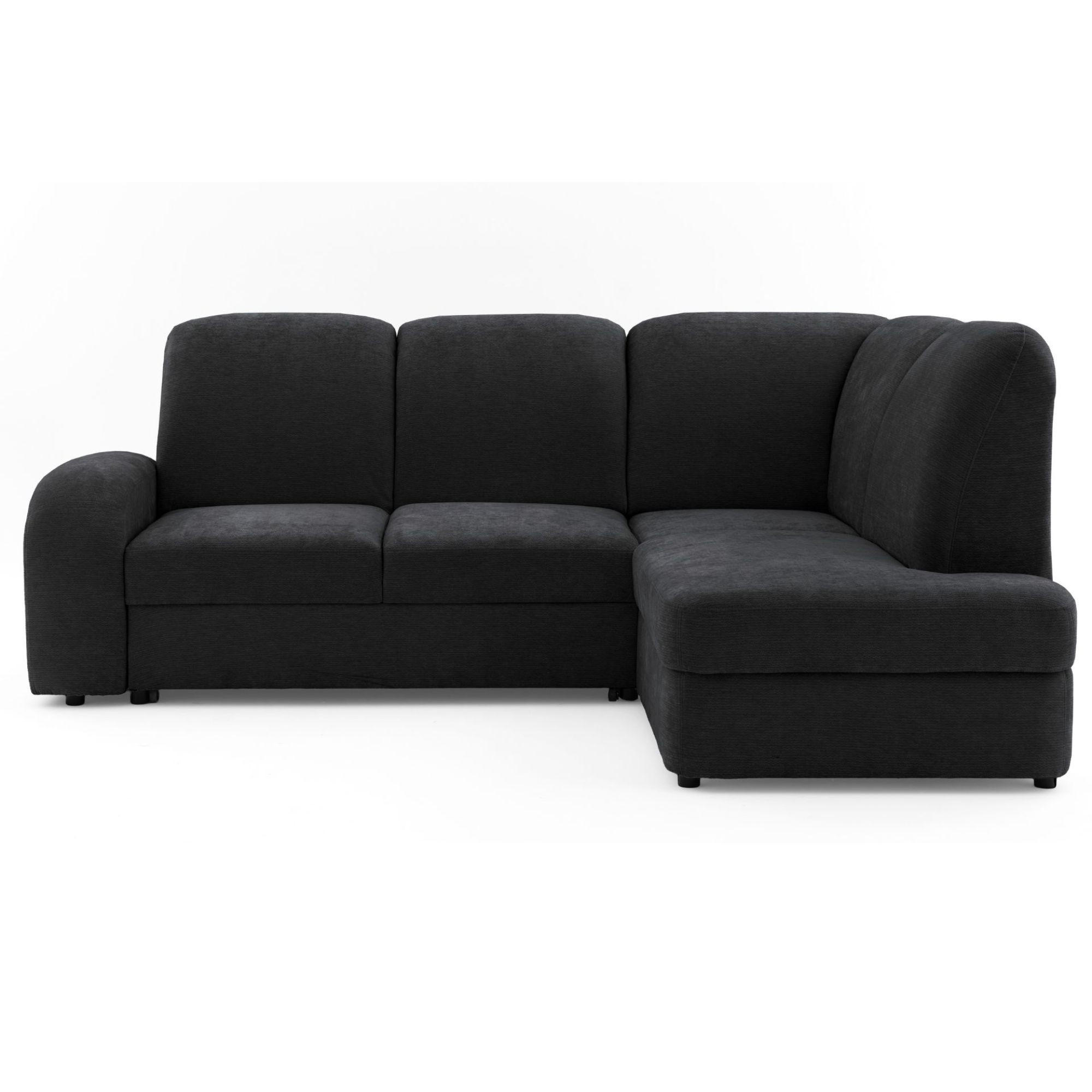 ECKSOFA VIBE L Rechts mit Schlaffunktion 129x205 Chenille Anthrazit - Anthrazit/Schwarz, Holz/Kunststoff (250/186cm) - Muffo