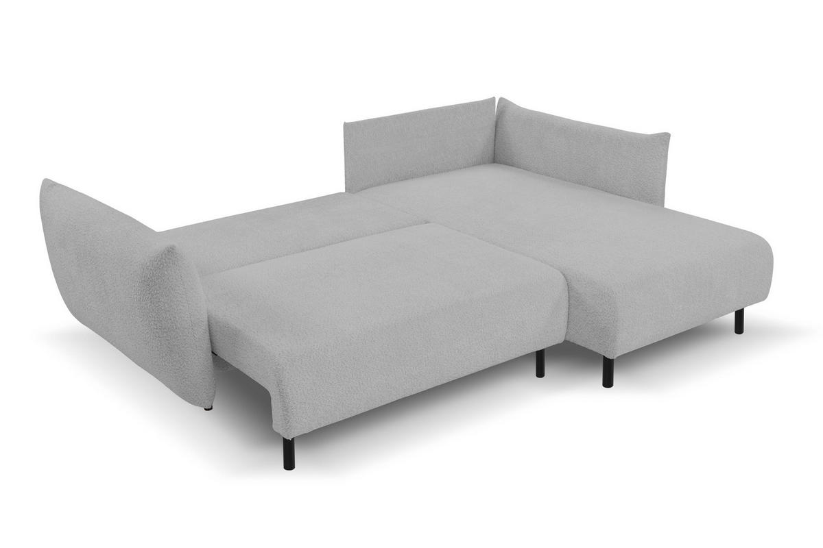 ECKSOFA ADEL mit Schlaffunktion und Bettkasten, L-förm, Metallbeine, verstellbar lose Rückenkissen, freistehend, RECHTS, 257x171x90 cm, Grey - Grau, Holz/Textil (257/171cm) - DomoHome
