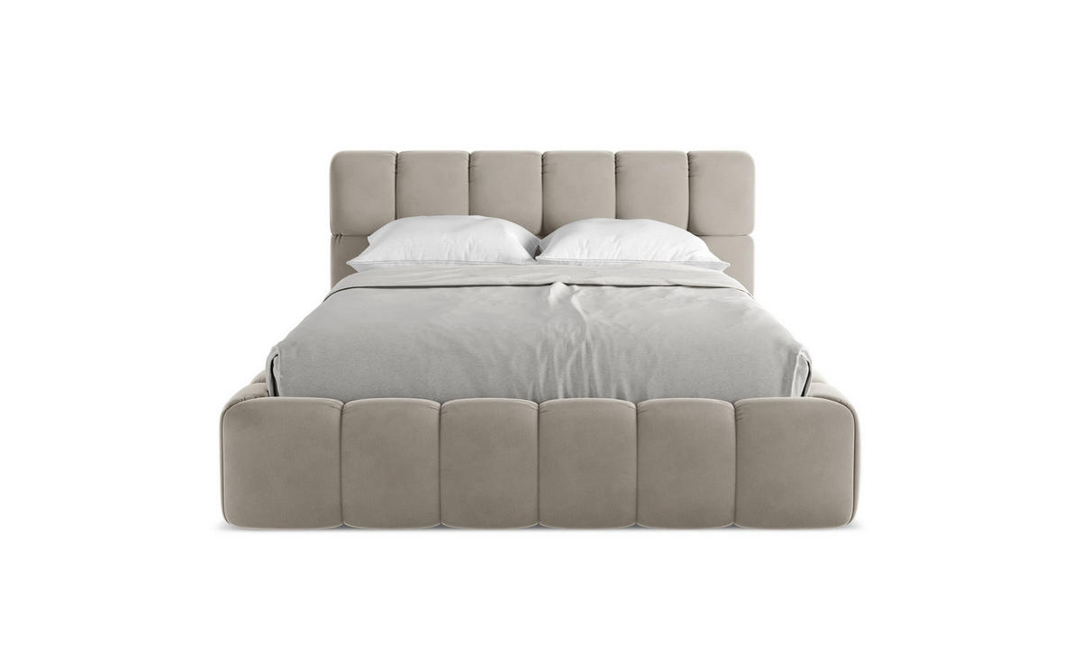 POLSTERBETT mit Bettkasten und Lattenrost 160x228 Grau - Taupe/Schwarz, Kunststoff/Textil (140/200cm) - Makamii