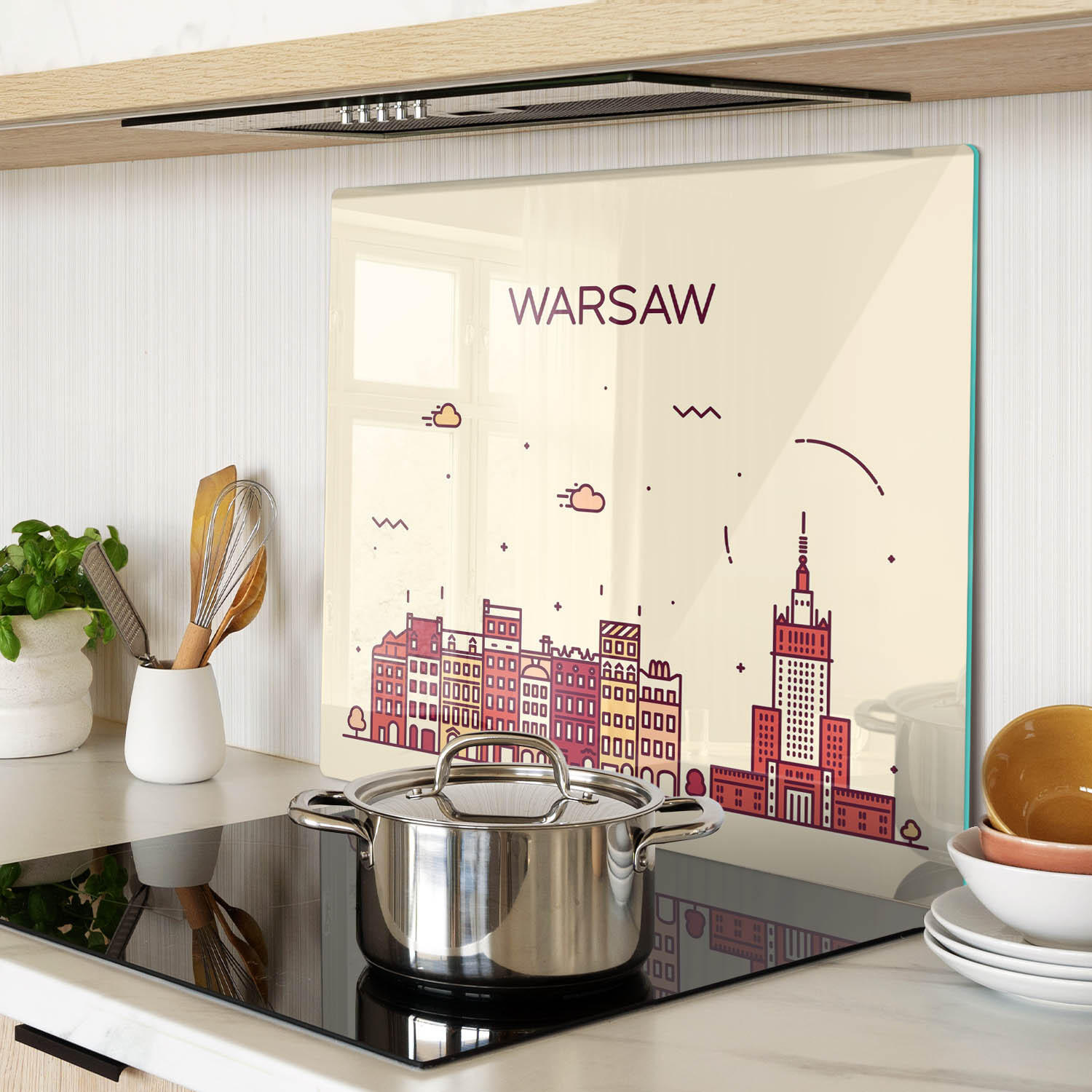GLASPLATTE 60x52 cm Warschau, Polen - Rot, Glas (60/0.4/52cm) - TULUP