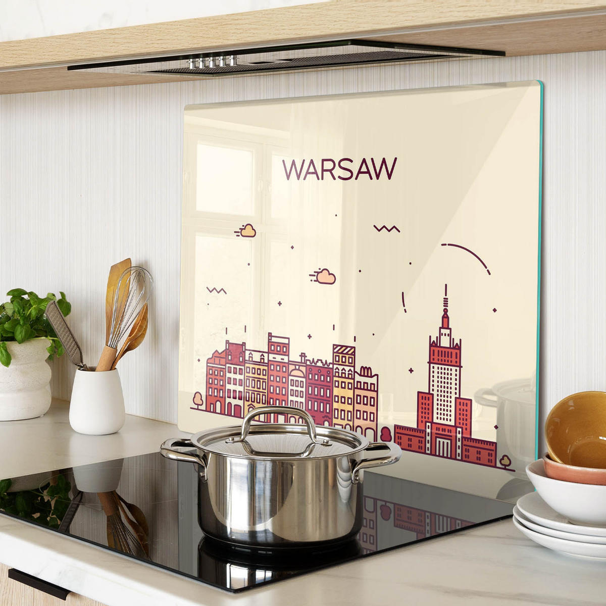 GLASPLATTE 60x52 cm Warschau, Polen - Rot, Glas (60/0.4/52cm) - TULUP