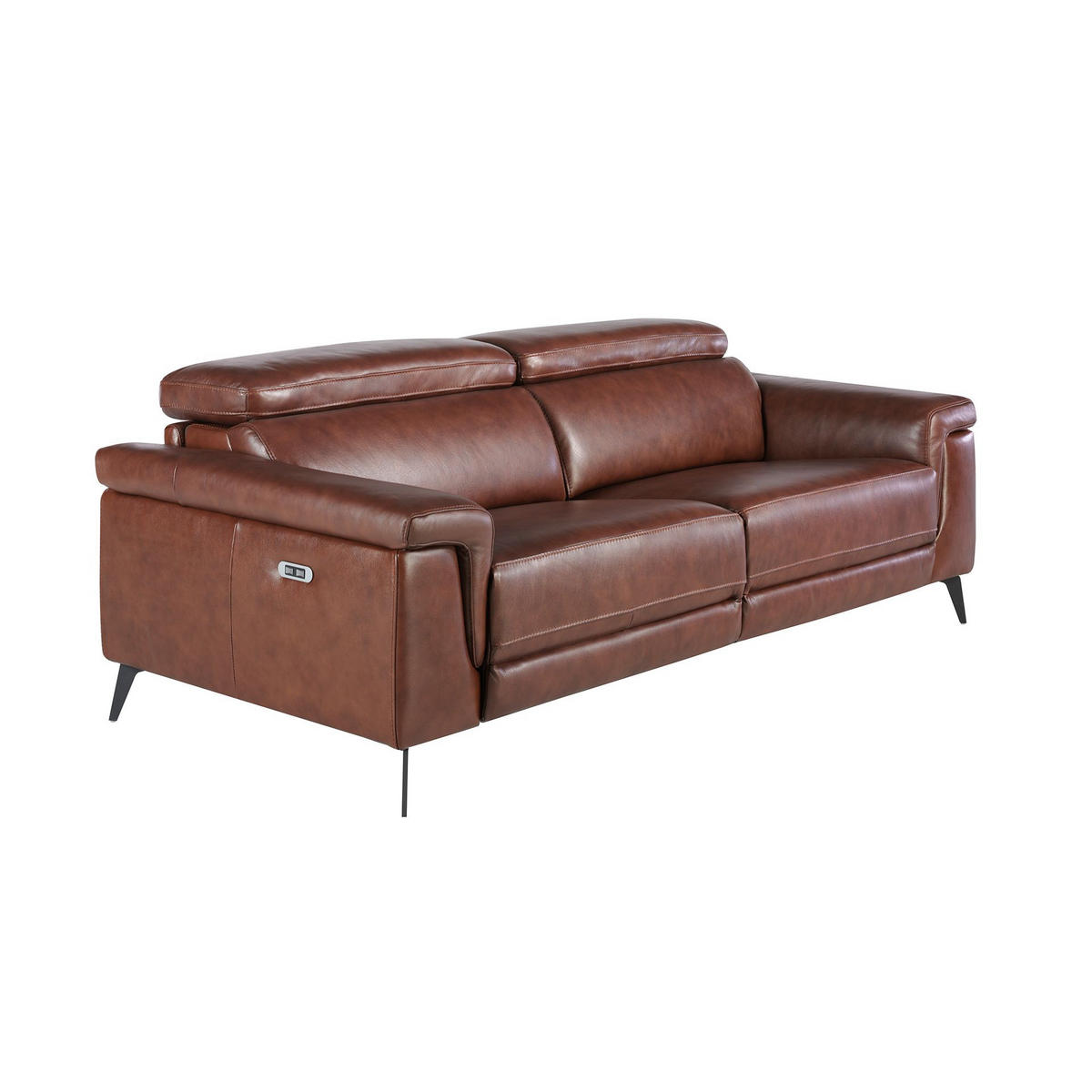 SOFA 3-Sitzer Relaxsofa aus braunem Leder 215/103/99 cm - Schwarz/Braun, Leder (215/99/103cm) - ANGEL CERDA