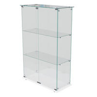 GLASVITRINE Weiß mit 3 Glasböden, LED-Leisten, Schloss & Weiß Boden - Weiß, Glas (35/123.3/39.8cm) - CASIVA