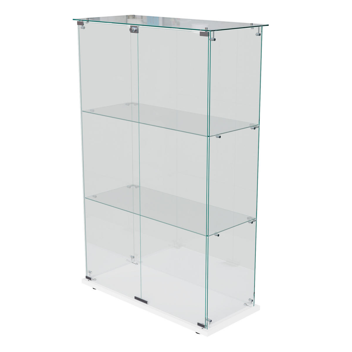 GLASVITRINE freistehend 2 Türen 3 Einlegeböden LED Touch weiß - Weiß, Holz (78.5/123.3/35cm) - LEBENLANG