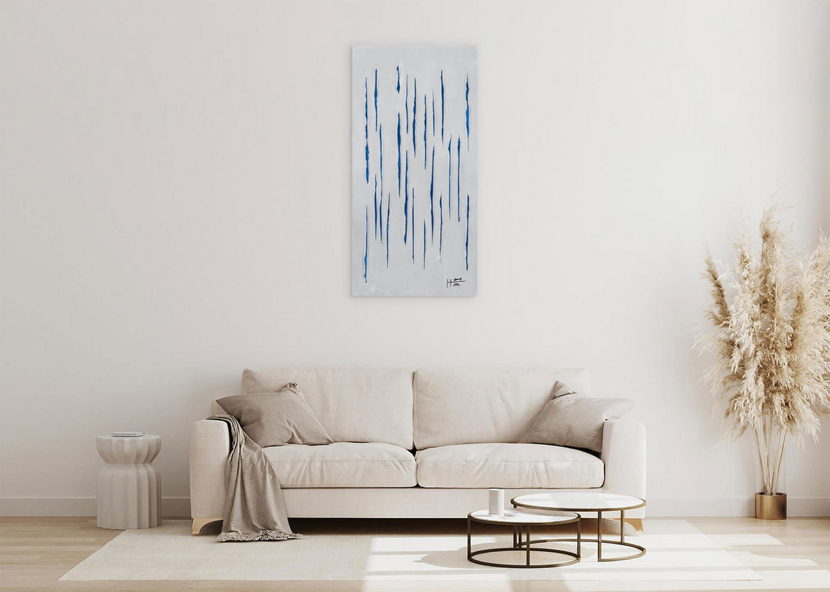 ACRYLBILD HANDGEMALT 60/120 cm - Blau/Weiß, Holz/Textil (1.6/120cm) - KUNSTLOFT