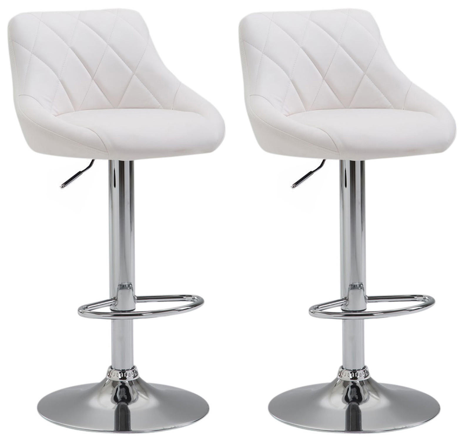 BARHOCKER Lazius, 2er Set, Gestell Metall in Chromoptik, Kunstleder Weiß - Chromfarben/Weiß, Kunststoff/Textil (46/100/49cm) - TPFLiving