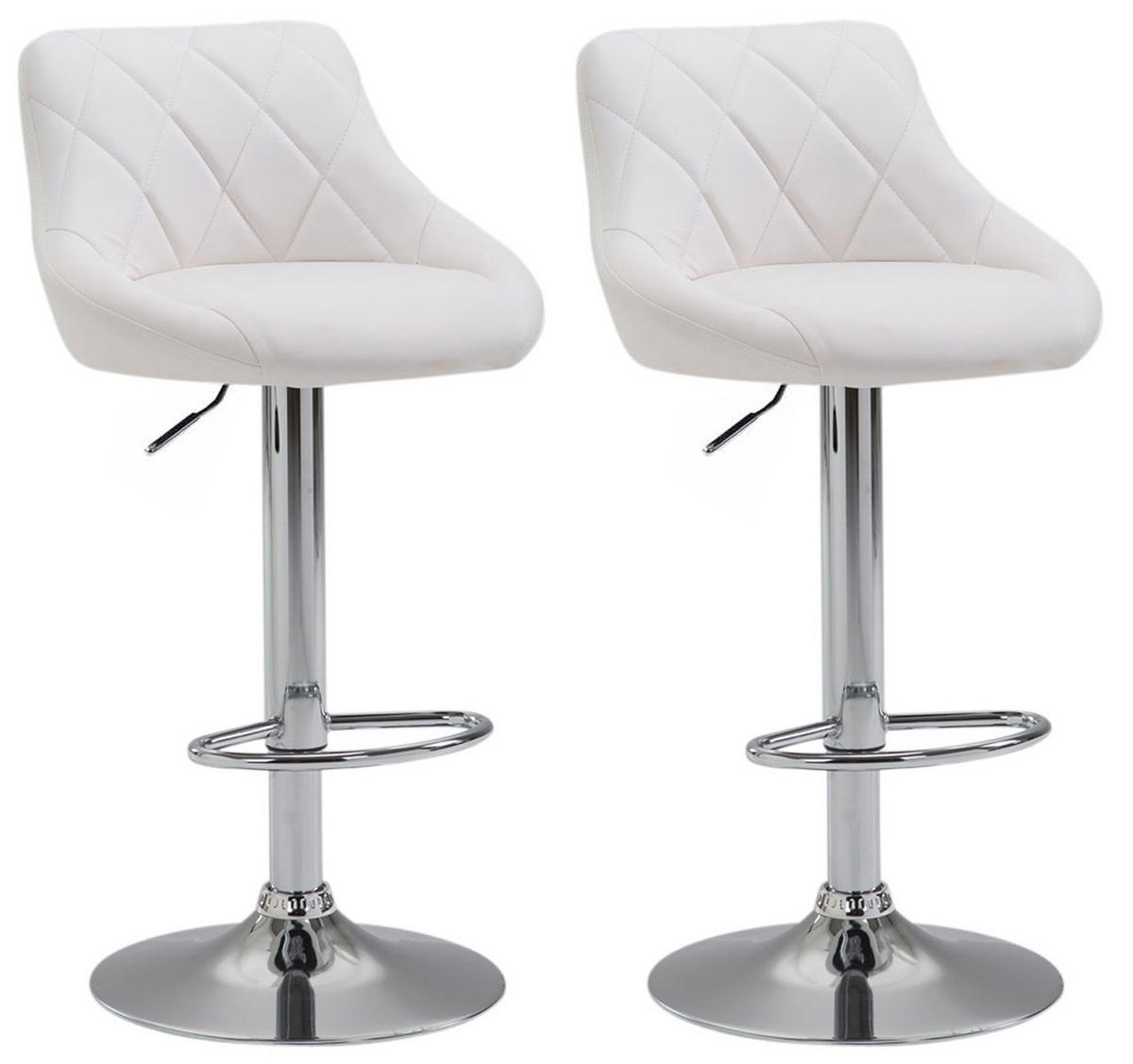 BARHOCKER Lazius, 2er Set, Gestell Metall in Chromoptik, Kunstleder Weiß - Chromfarben/Weiß, Kunststoff/Textil (46/100/49cm) - TPFLiving