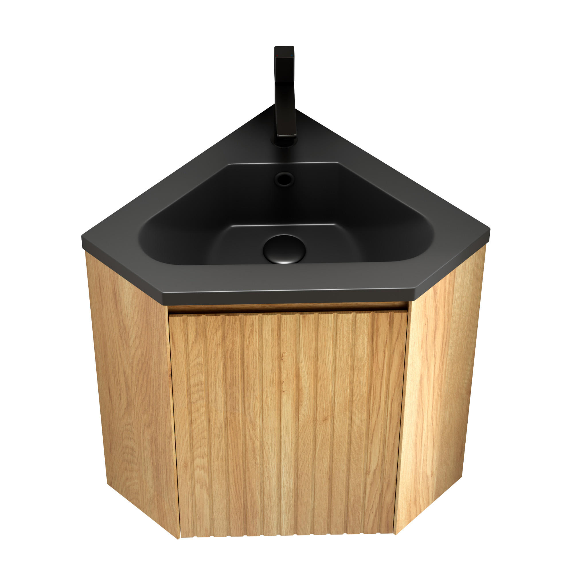 WASCHTISCH für Ecken Schwarz Naturholz - Schwarz, Holzwerkstoff (38.5/52.4/54.5cm) - Beauniv