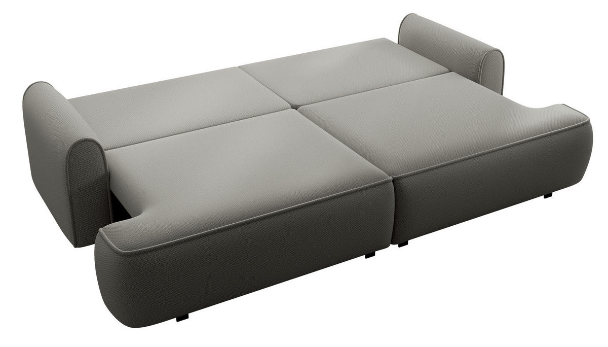 SCHLAFSOFA mit Bettkasten Mareno, 250 cm, Samt, Hellgrau - Hellgrau, Holz (250/82/102cm) - Emporius