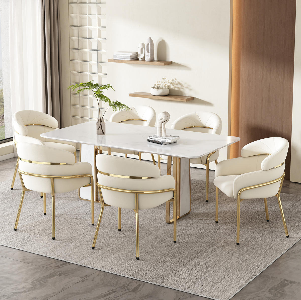 ESSZIMMERSTUHL Samt Beige mit Metallbeinen - Beige, Metall (53/79/53cm) - Meubliv