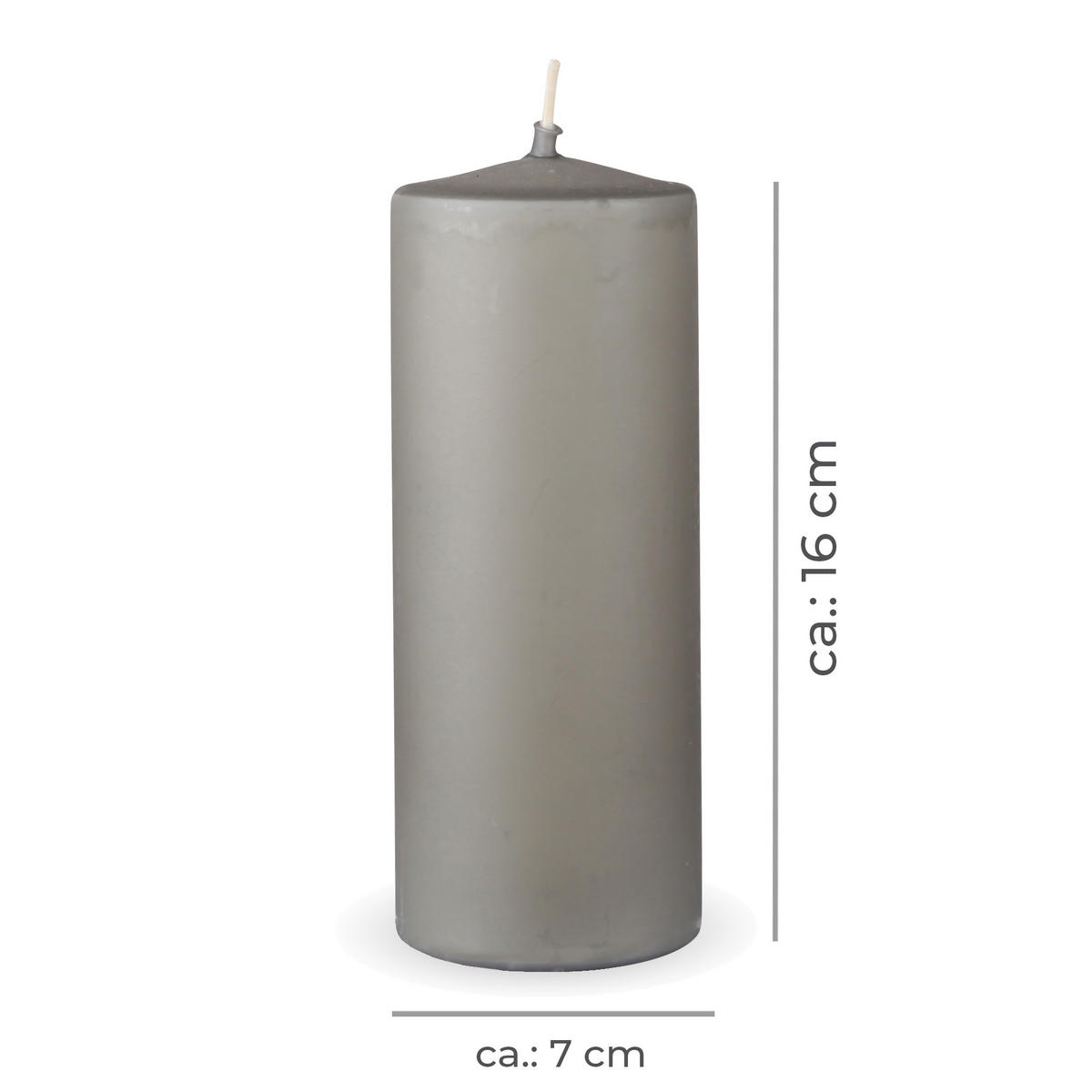 STUMPENKERZEN "Hellgrau", Größe Ø7cm x Höhe: 16 cm - Hellgrau, Naturmaterialien (7/16cm) - HS Candle