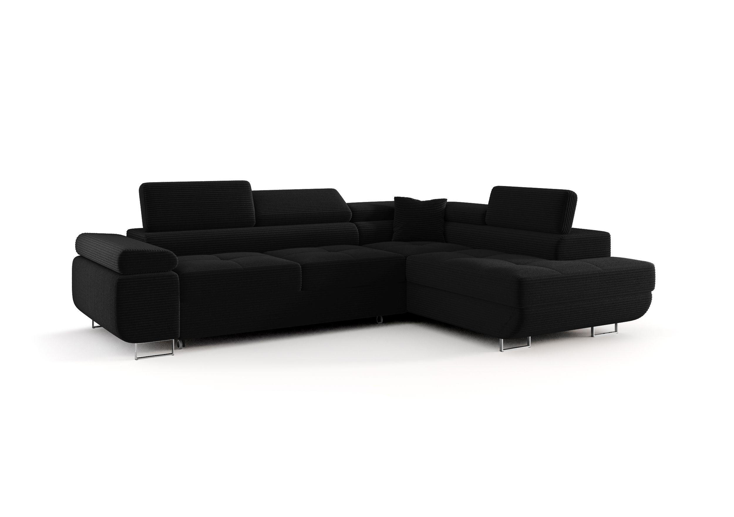ECKSOFA EMILY mit Schlaffunktion Poso 135 Rechts - Schwarz, Textil (200/275cm) - Bedante