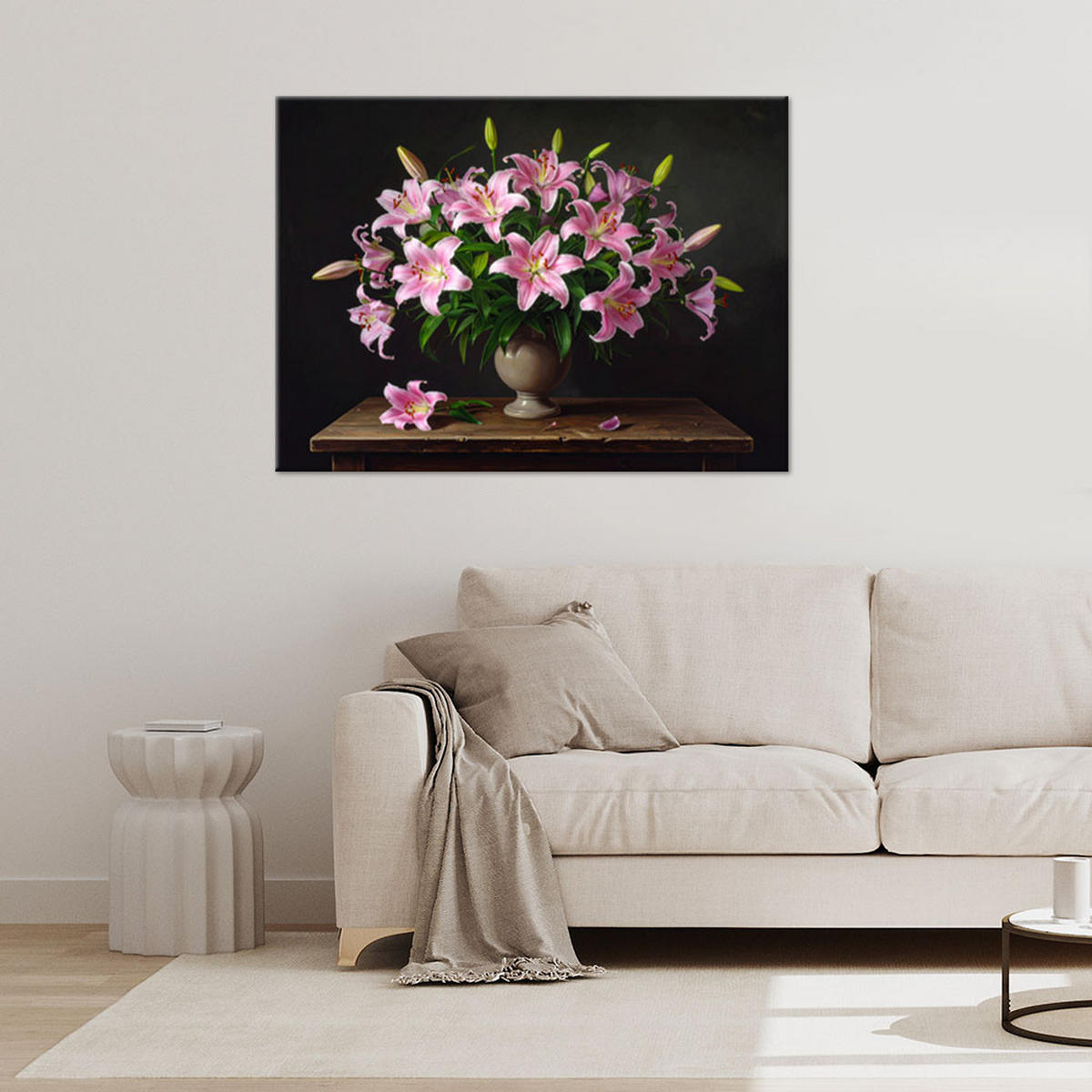 LEINWANDBILD Blumen 90x60cm - Rosa, Textil (90/60cm) - Feeby