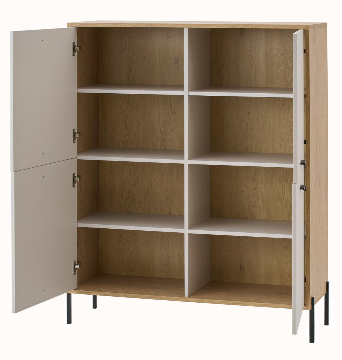 HIGHBOARD Kaschmir, Eiche 115 x 140 cm, Kommode mit Soft-Close - Kaschmir/Eichefarben, Holzwerkstoff/Metall (115/140/40cm) - Furn.Design