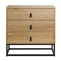 KOMMODE in Eiche-Dekor mit 3 Schubladen und Metallgestell - Eichefarben, Holzwerkstoff (39/79.5/80cm) - Calicosy