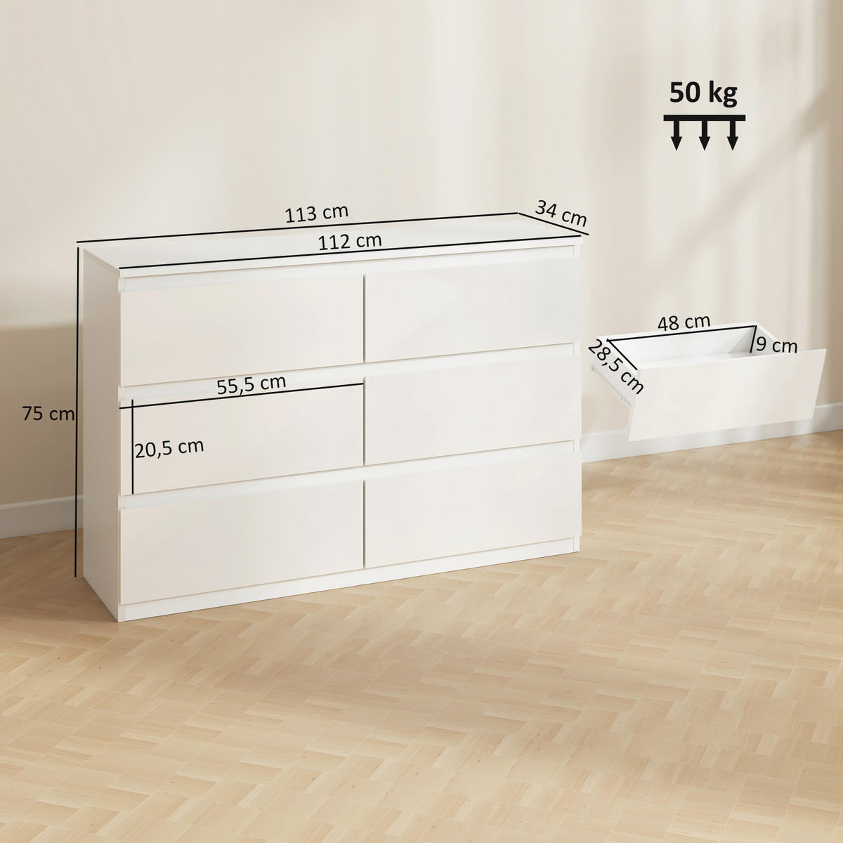 NACHTTISCH Weiß 1 Stück - Weiß, Kunststoff (112/75/34cm) - GiPP
