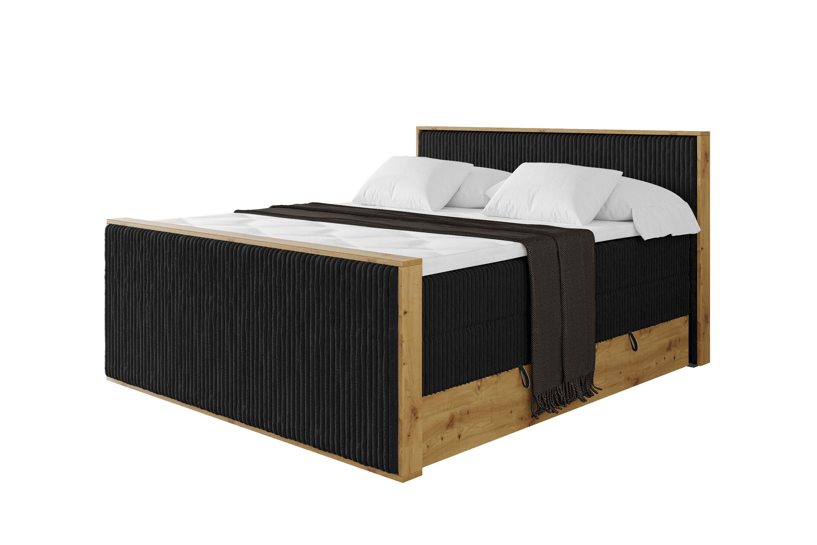 BOXSPRINGBETT LOLLI9 -Z-KING 120x200 - H3/H4 Schwarz - Schwarz, Holzwerkstoff (120/200cm) - ALTDECOR