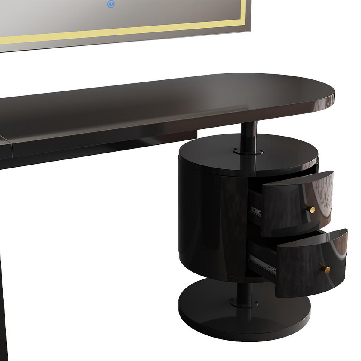 SCHMINKTISCH Lara Schwarz Hochglanz 120 cm mit LED-Spiegel - Schwarz Hochglanz, Holzwerkstoff (120/76/50cm) - Vicco