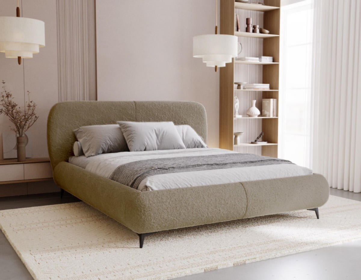 BETT Dunkelbeige ELLE Gepolstert 200x200 cm Ausziehbar - Beige/Schwarz, Kunststoff/Textil (200/200cm) - Sepro Meble