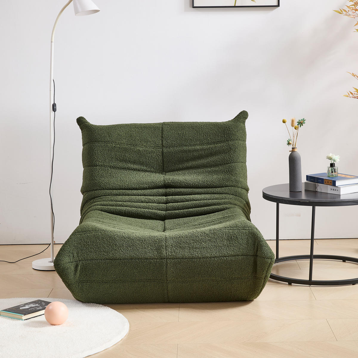 SITZSACK mit Fußstütze in Grün Indoor-Relaxsessel mit Hochelastischer Schwamm, Leicht zu bewegen - Grün, Textil (85/79/114cm) - STILVORA