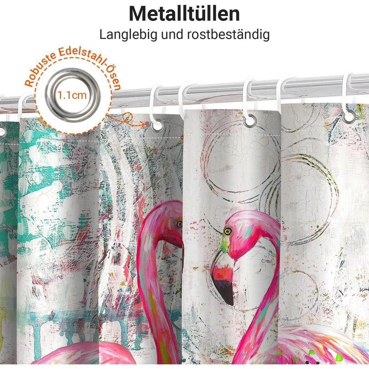 DUSCHVORHANG Liebesvogel 180 x 200 cm Textil Wasserabweisend Waschbar - Multicolor, Textil (180/200cm)