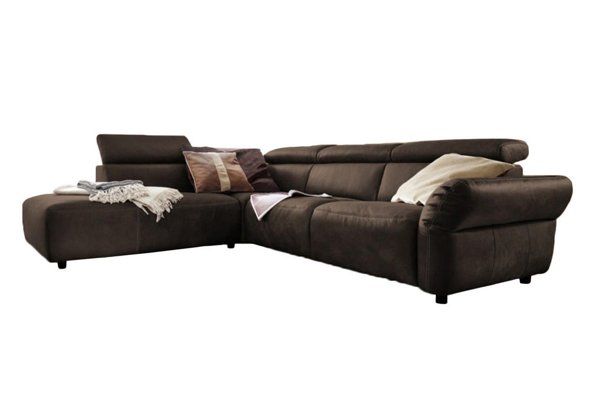 ECKSOFA MOTOR. SITZVORZUG RISO Anthrazit Leder - Anthrazit/Schwarz, Leder (263/240cm) - KAWOLA