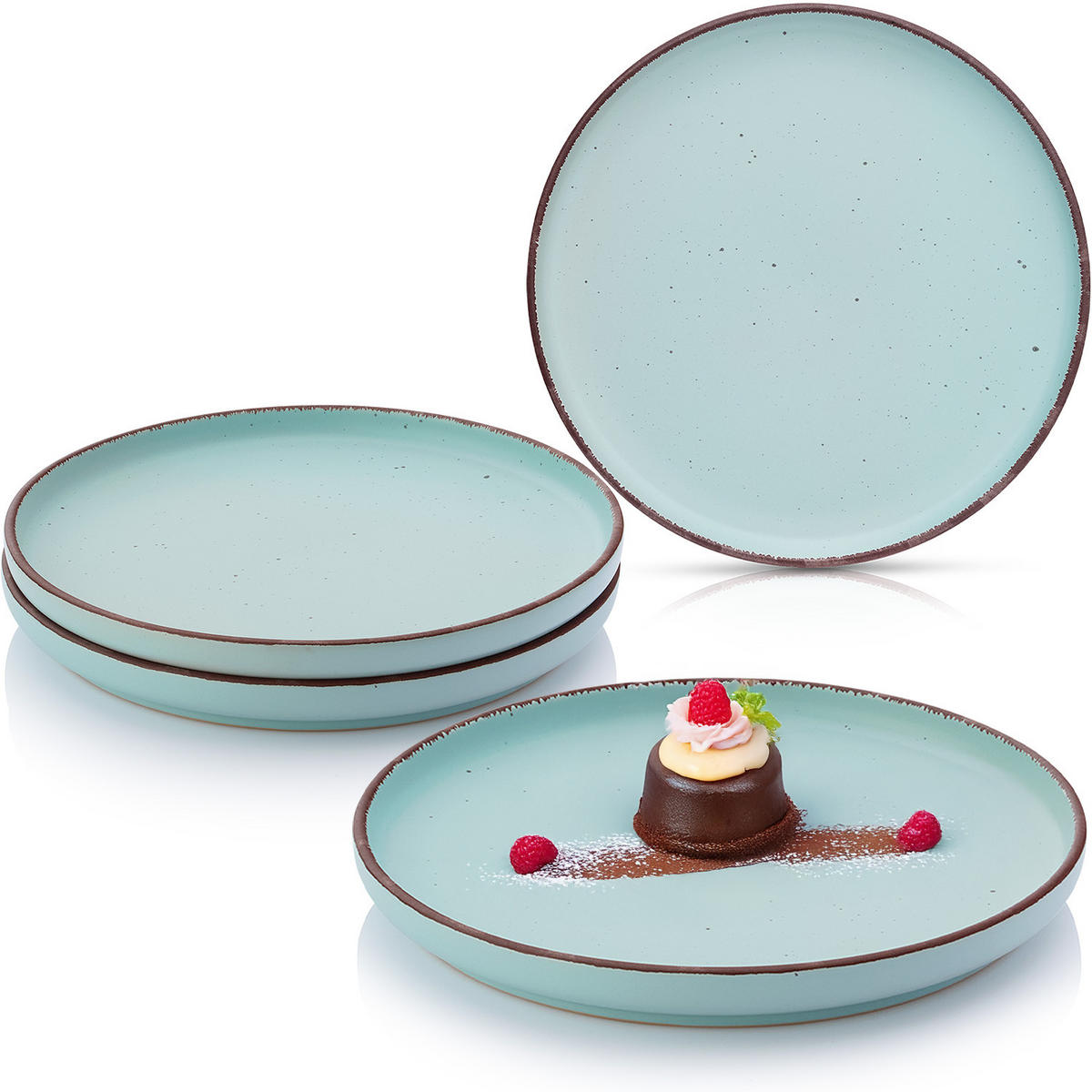DESSERTTELLER BOMBAY BREEZE - 4 teilig aus Steingut - Hellblau, Stein (20.5cm) - Sänger