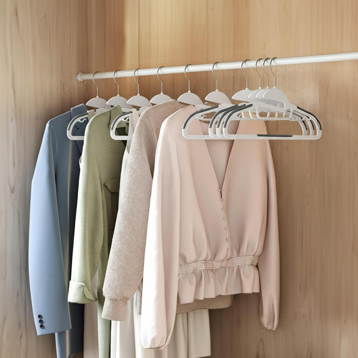 VEŠIAK na šaty - biela, kov/plast (0.5cm) - Relaxdays