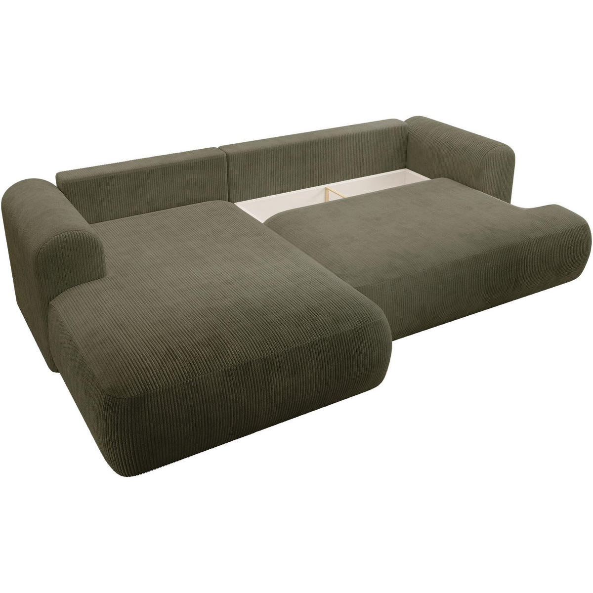 ECKSOFA Ovo Cord mit Cordbezug Olivgrün, links - Schwarz/Olivgrün, Textil (260/165cm) - Selsey