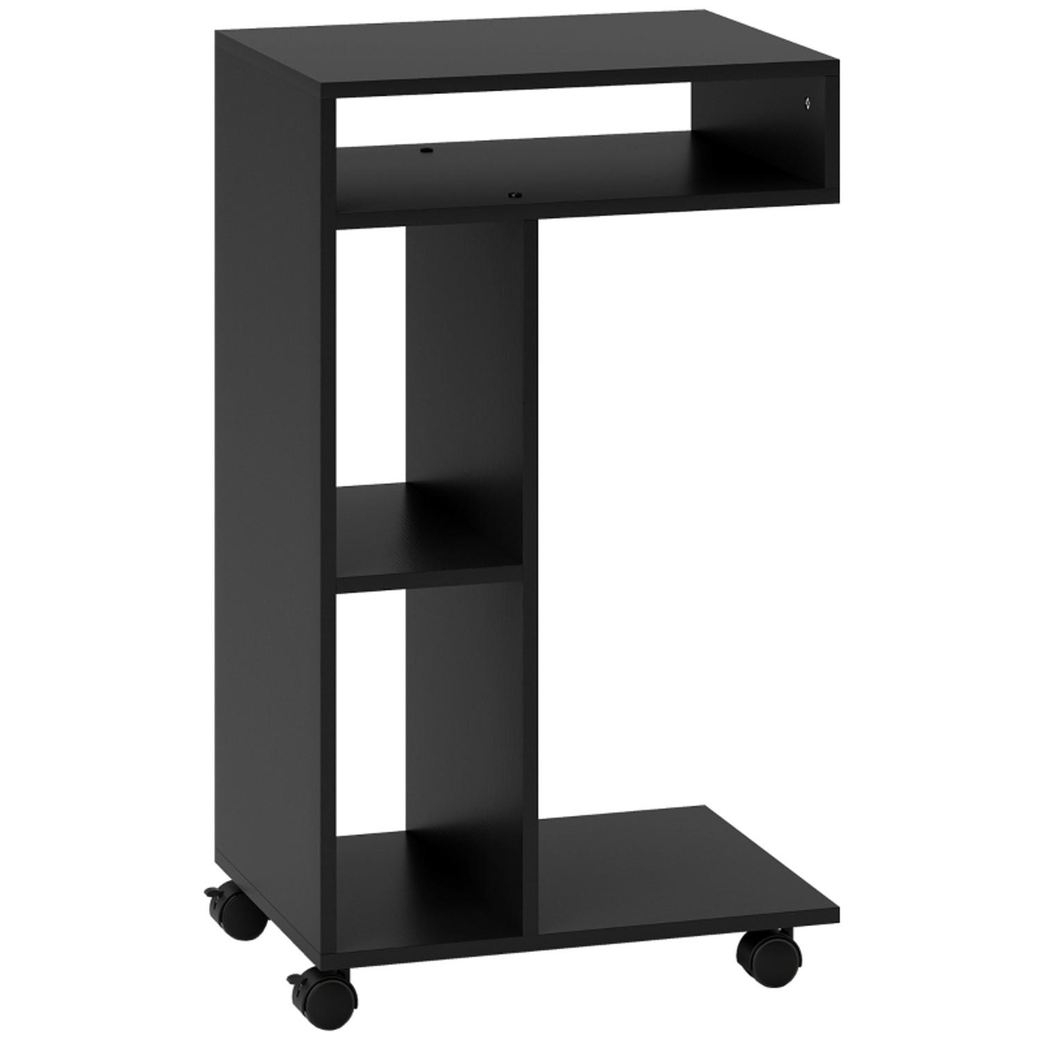 KÜCHENWAGEN Servierwagen mit 4 Rollen, 3 Fächern, Wohnzimmer, 40/30/69 cm - Schwarz, Holzwerkstoff (30/69/40cm) - Rolipo