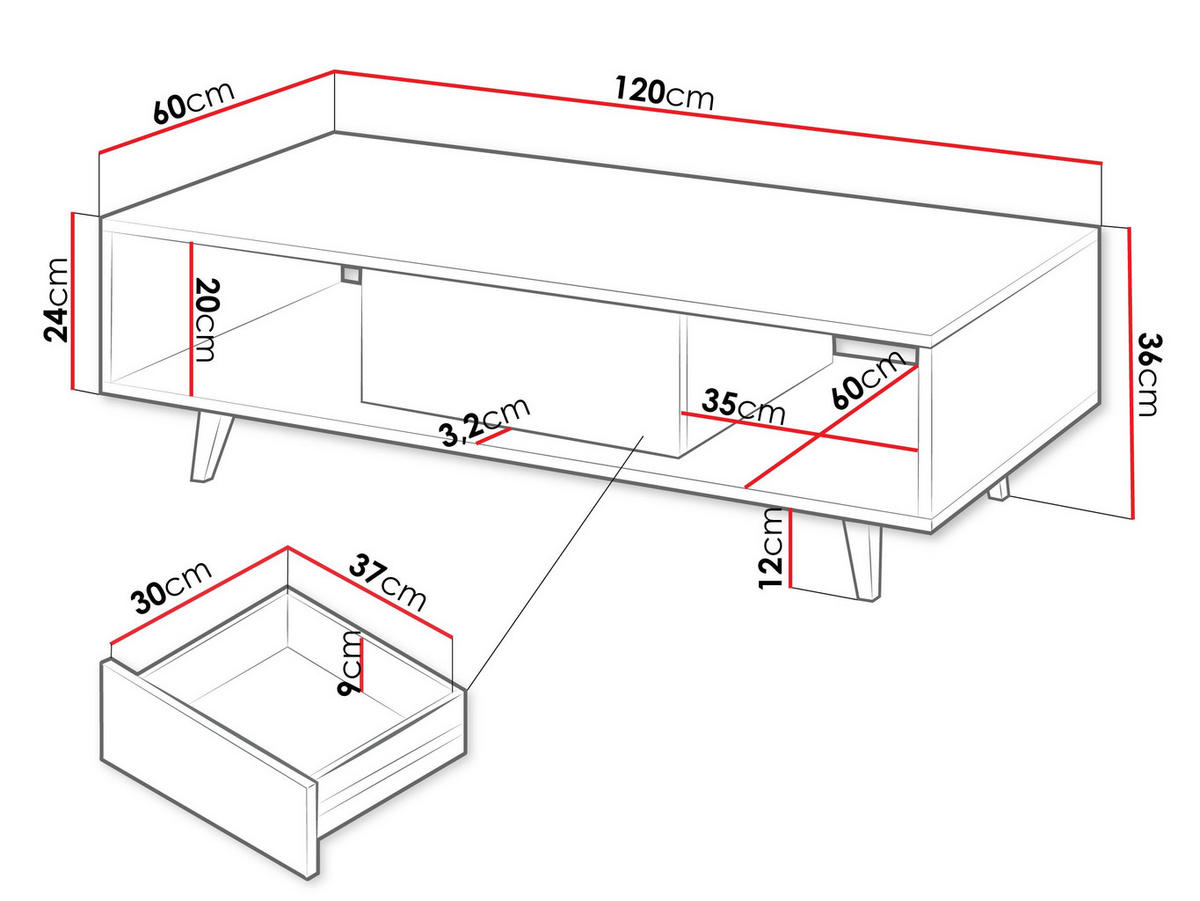 COUCHTISCH Ferido - Beige, Holzwerkstoff (60/120/36cm) - MIRJAN24