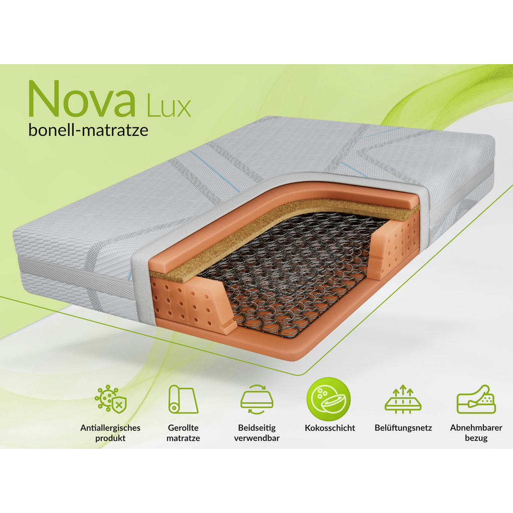 Thumbnail - MKS Federkernmatratze, Hellgrau, Textil, H3 + H4, Füllung: Schaumstoff, Rechteckig, 140x200 cm, Oeko-Tex®, atmungsaktiv,...