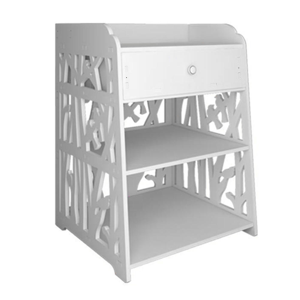 NACHTTISCH 40/30/50 cm Schublade Fächer WPC-Platten Weiß - Weiß, Holzwerkstoff (40/50/30cm) - Livingandhome