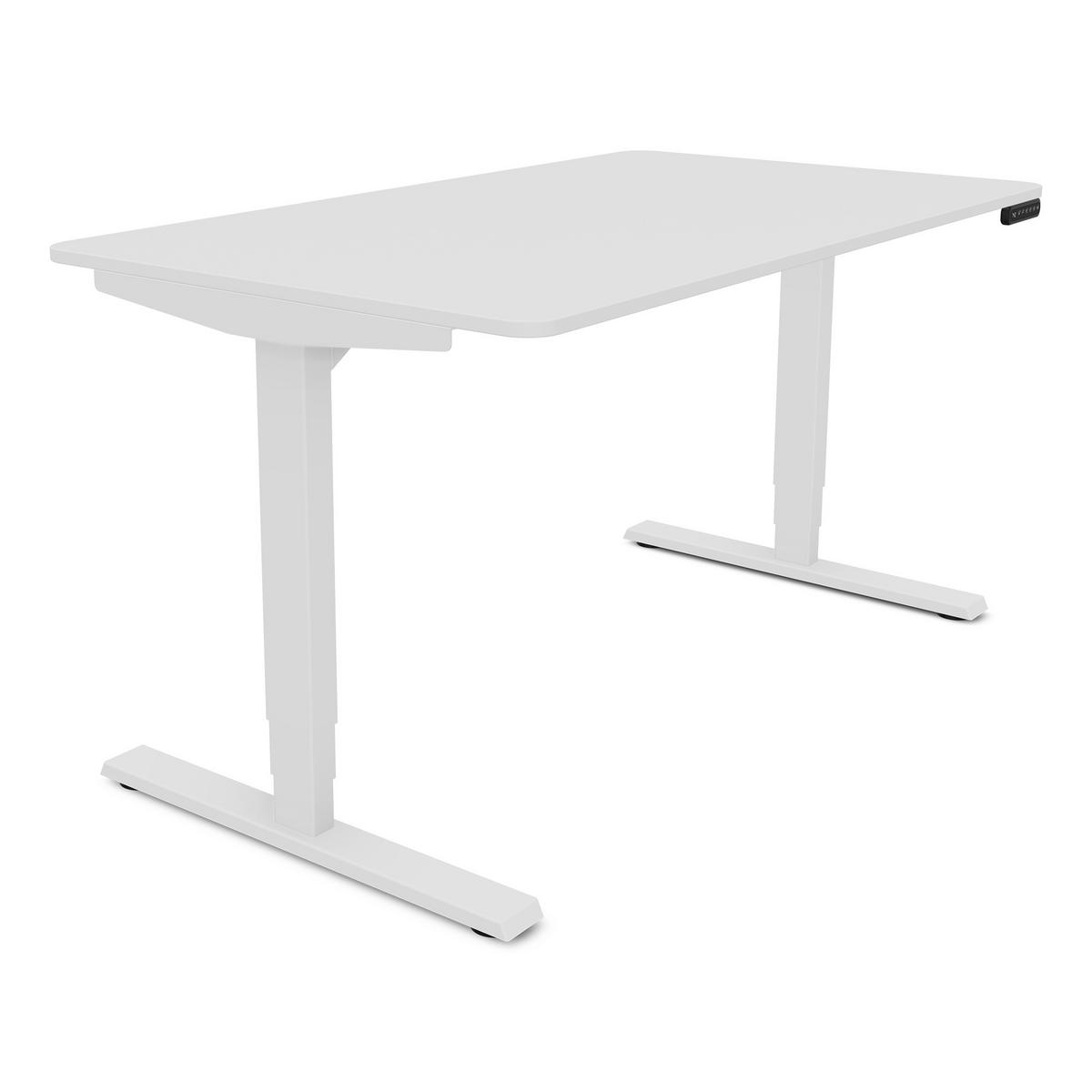 SCHREIBTISCH Elektrisch höhenverstellbarer Schreibtisch Y-Line Curved Signalweiß Signalweiß 120/80/62-127cm - Weiß, Holzwerkstoff/Metall (80/120/127cm) - ASSMANN