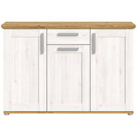 SIDEBOARD weiß Lärche, Eiche Artisan 137 cm, Kommode im Landhaus-Stil - Silberfarben/Weiß, Holzwerkstoff/Kunststoff (137/92/39cm) - Inn.Furn