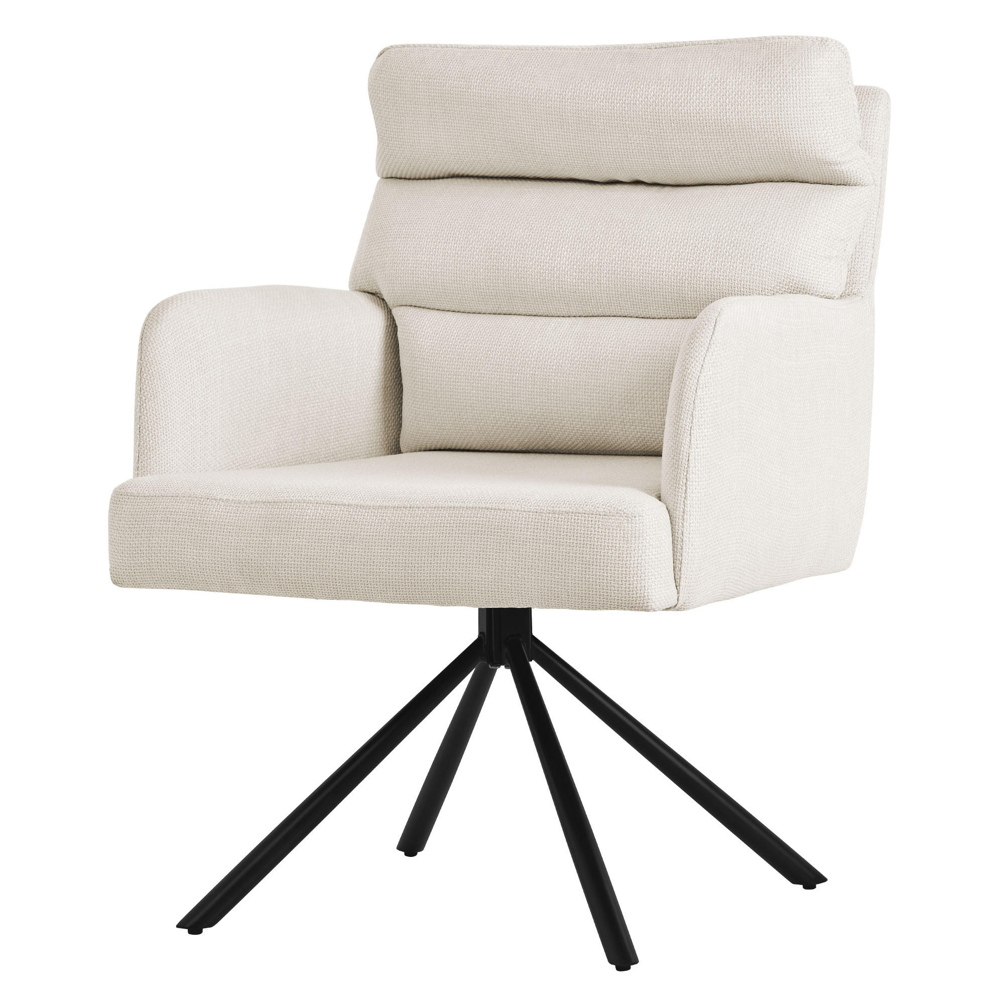 ESSZIMMERSTUHL drehbar Beige Stoffbezug - Beige/Schwarz, Textil/Metall (64.5/93/64cm) - ML-DESIGN