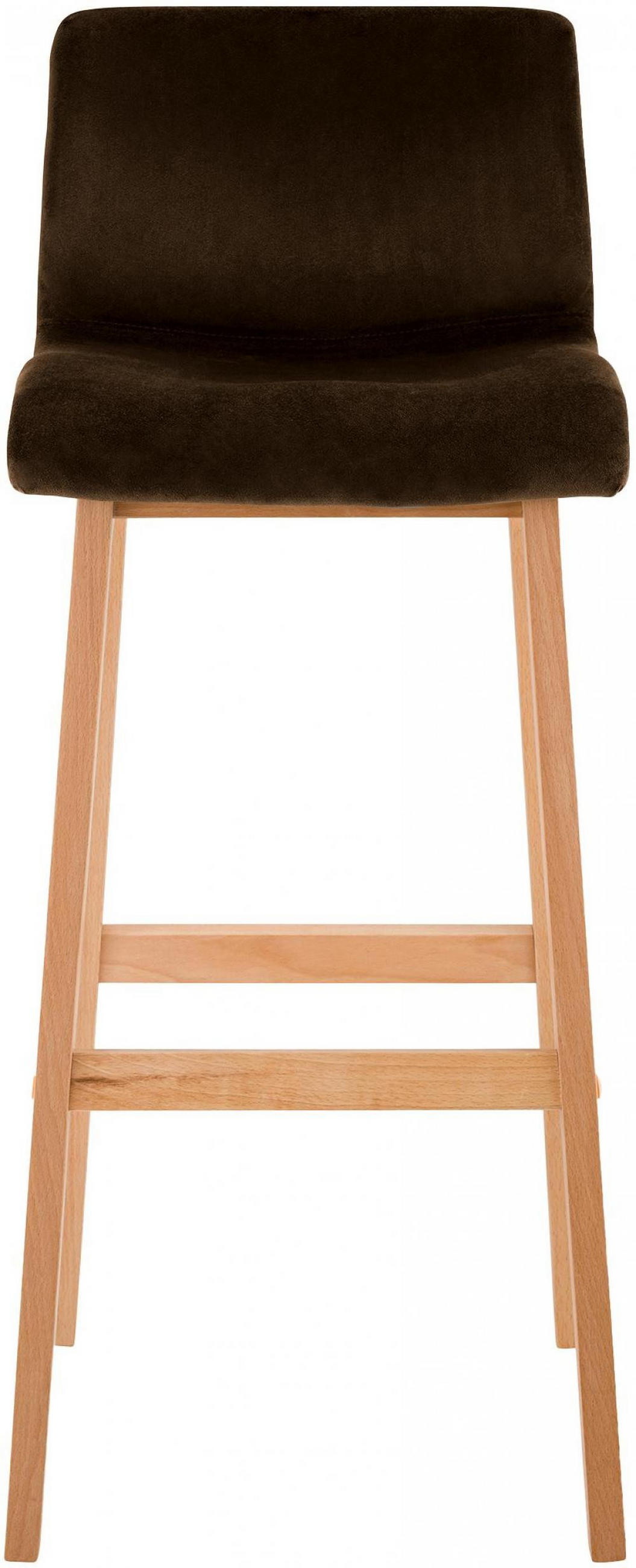 BARHOCKER Samt Braun - Eukalyptusholzfarben/Braun, Holz/Textil (41/101/46cm) - CLP