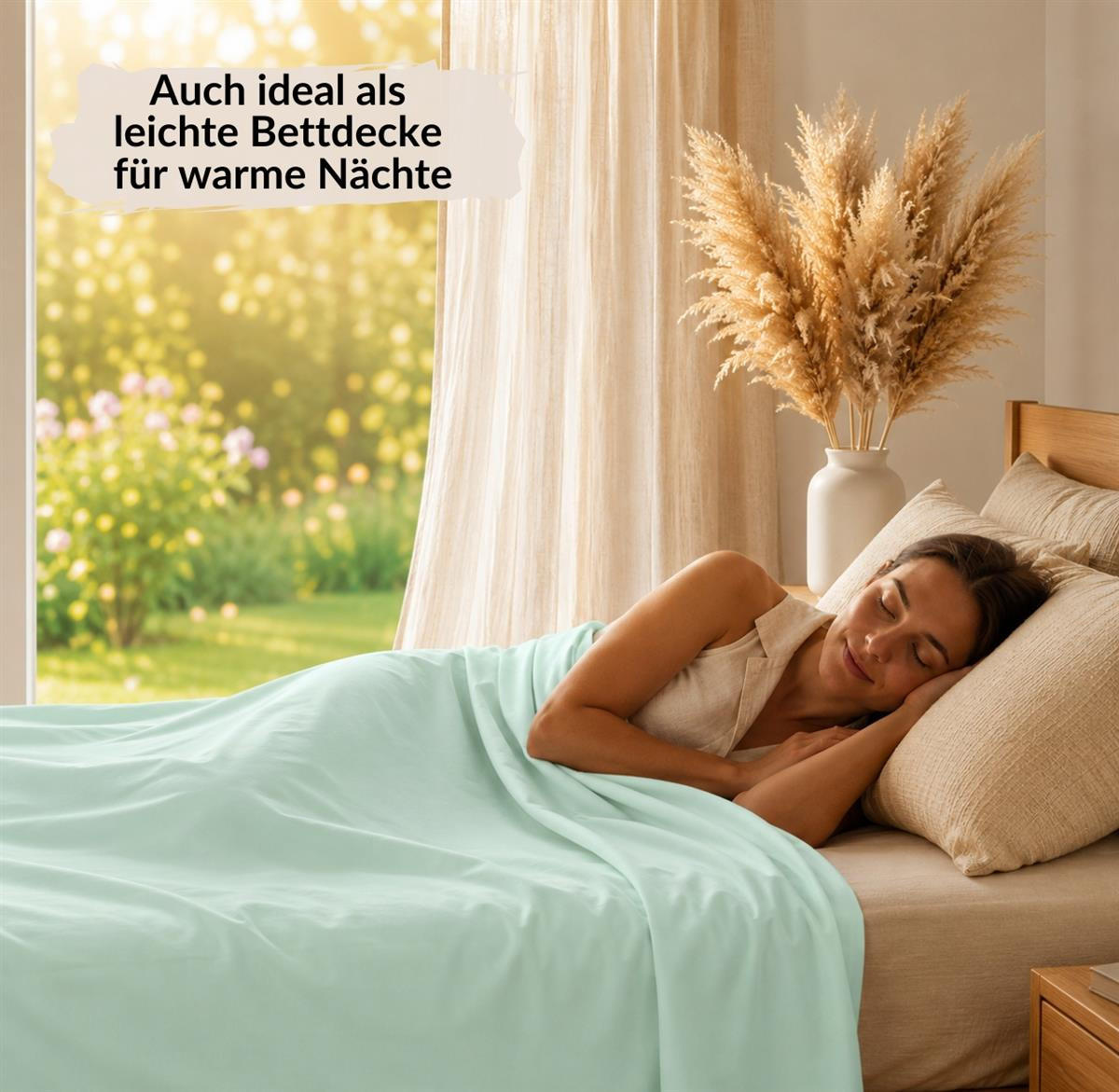 BETTTLAKEN ohne Gummizug 140x250 cm, Betttuch aus 100% Baumwolle, Vielseitig verwendbares Haustuch - Mint - Mintgrün, Textil (140/250cm) - Carpe Sonno