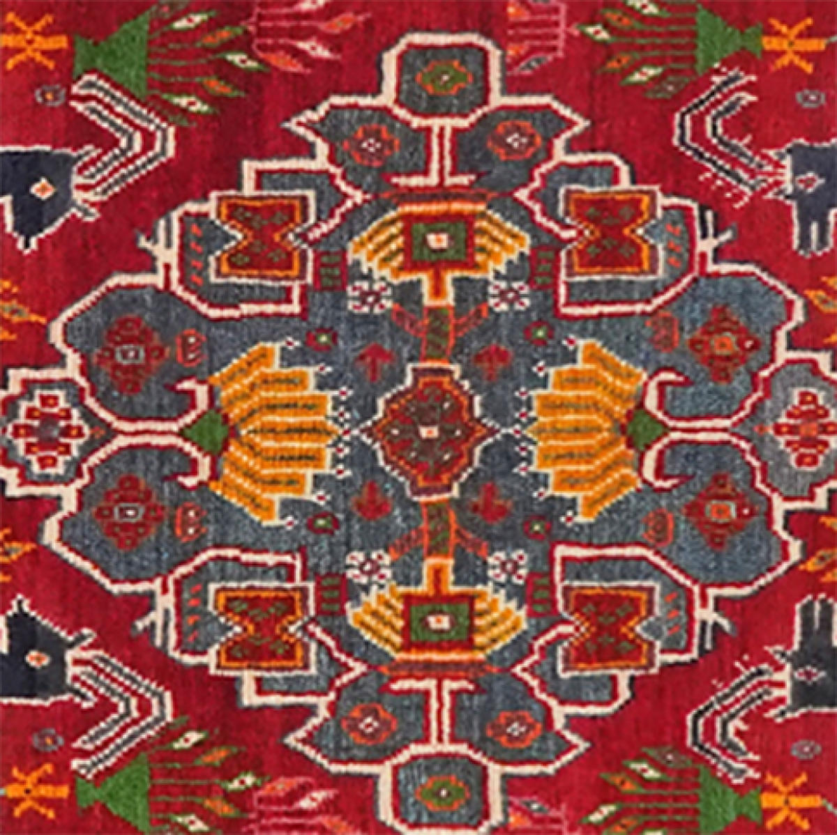 TEPPICH Gashgai Rot 66/54 cm Schurwolle - Rot, Textil (54/66cm) - Looma