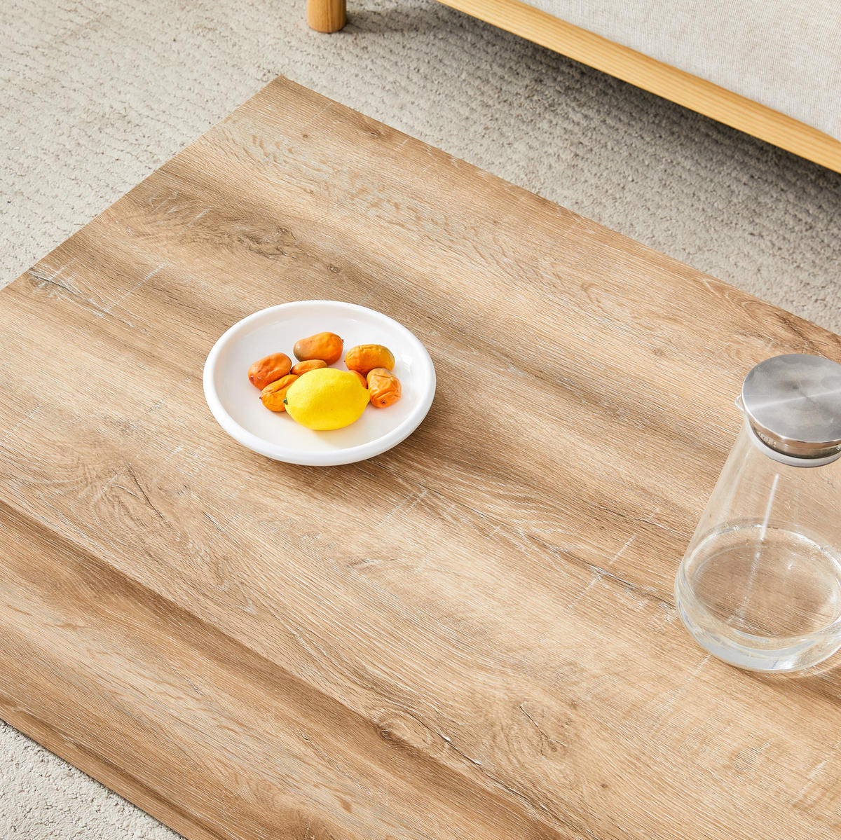 KONFERENČNÍ stolek 90/50/30 cm světlé dřevo z MDF bez montáže s protiskluzovými podložkami - přírodní, kompozitní dřevo (90/50/30cm) - OKWISH