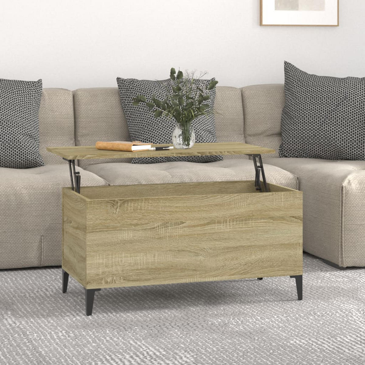 COUCHTISCH Sonoma-Eiche 90x44,5x45 cm Holzwerkstoff - Braun, Holzwerkstoff (90/44.5/45cm) - furnicato