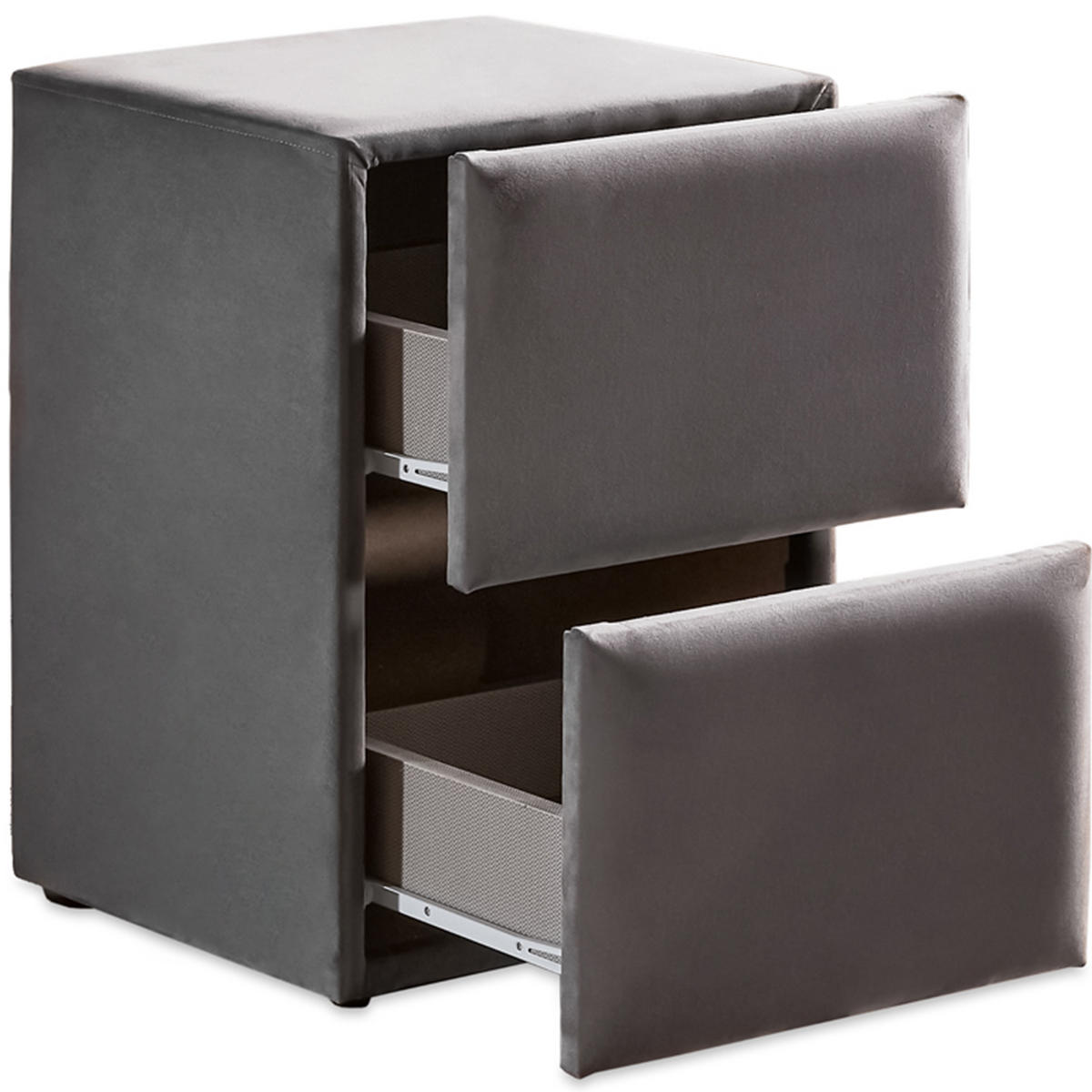 NACHTTISCH SIENA 40/42/58, Grau, zwei Schubladen - Schwarz/Grau, Holz/Kunststoff (40/58/42cm) - Consilio Concept