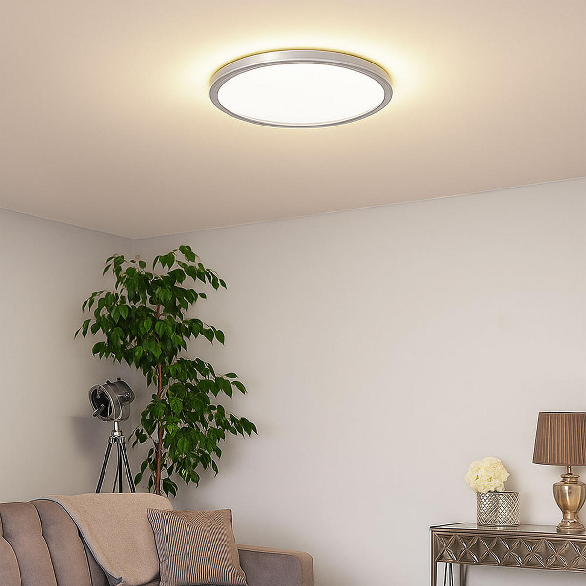 LED DECKENLEUCHTE Backlight Silber - Silberfarben, Kunststoff (42.5/42.5/3.4cm) - Briloner